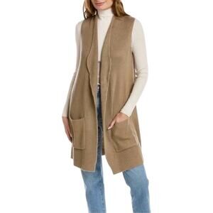 NWT Splendid Juliet Open Front Mid Length Tan Knit Cardigan Sweater Vest LARGE